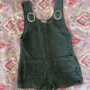 Olive green corduroy shorts overalls women size s